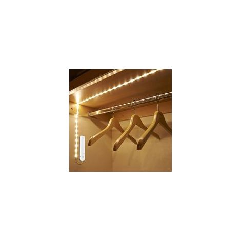 (2m)Bande LED Blanc Chaud avec Detecteur de Mouvement Bande Lumineuse LED Rechargeable par USB Autocollante