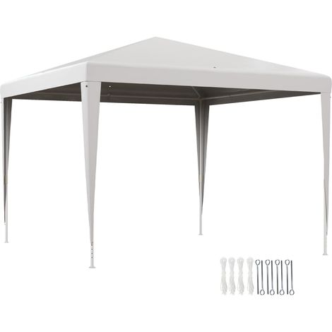 Tonnelle de jardin portable 3 x 3 m avec housse anti-UV, finition blanche élégante, structure pratique et résistante, idéale pour jardin, terrasse ou événements extérieurs