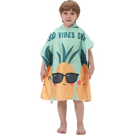 ETPF-2-19 - 75x75cm Poncho de Bain Enfant Serviette de Bain Serviette de Plage, Cape de Bain, Super Absorbant Séchage Rapide (1/3)