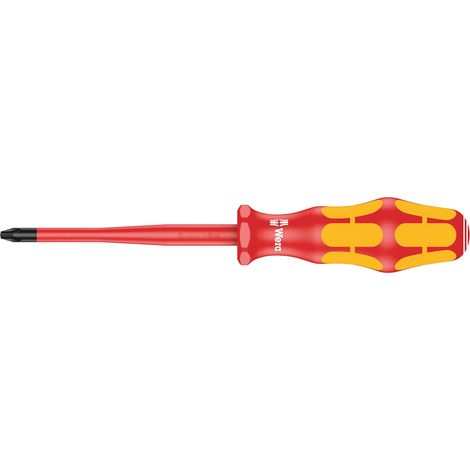 Tournevis VDE isolé pour vis cruciformes, avec lame à diamètre réduit, PH 2 x 100 mm, Rouge (1/5)
