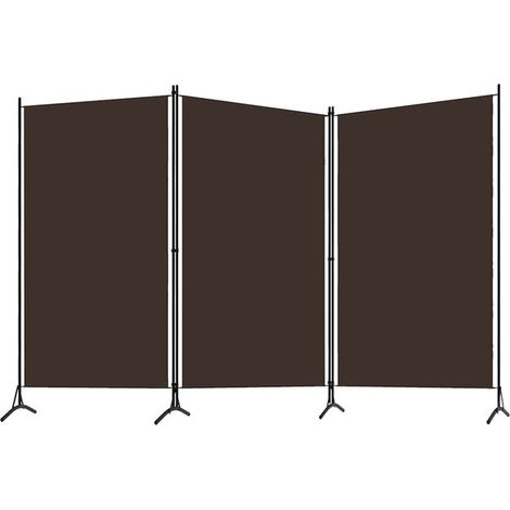 Paravent 3 Panneaux Séparateur de Pièce en Tissu, Écran de Confidentialité Pliable Style Japonais, Cloison Amovible pour Salon Bureau Chambre, 260x180 cm, Marron (1/5)