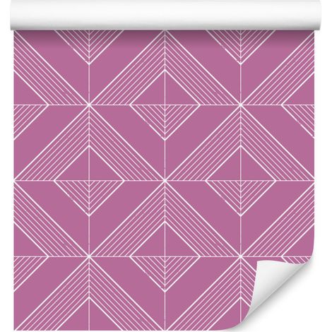 Papel pintado geométrico con rombos morados, formas suaves, 50x1000 cm. (1/5)