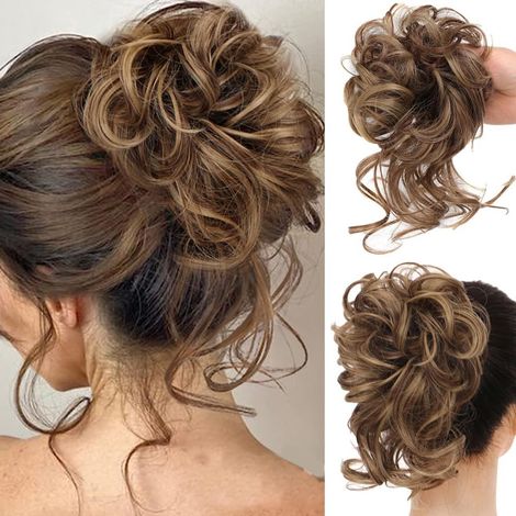 Horquilla para el cabello - postizos para moño con elástico - postizos para cabello fino - cordón elástico - postizo - 12H24 (1/3)