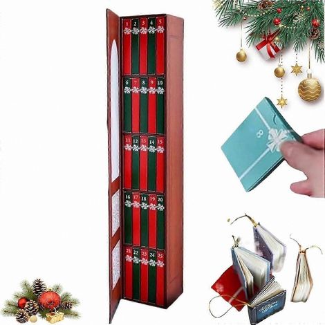 ZOTD -Calendrier de l'Avent 2025 avec 24 mini-étiquettes en forme de livres – Calendrier de Noël réutilisable, décoration littéraire pour le sapin et la maison, cadeau idéal pour les amoureux des livr (1/5)