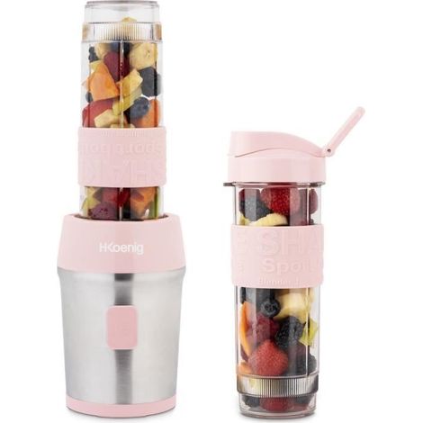 Mini blender - SMOO12 - 300 W - 570 mL - Rose pastel - 2 gourdes incluses (1/5)
