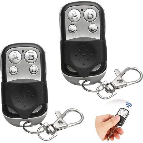 Set di 2 telecomandi universali per cancello automatico, telecomando a 433 MHz per porta del garage, telecomando wireless con 4 pulsanti per apriporta del garage e cancello. (1/5)