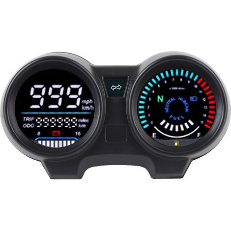 Universeller LCD-Tachometer/Drehzahlmesser für Motorräder, 12V DC, mit 7-farbiger Hintergrundbeleuchtung. (1/5)