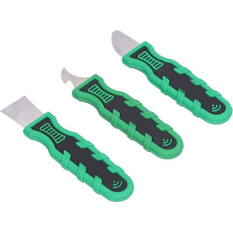 Lot de 3 raclettes désamorçage multi-formes plate semi-ronde crochet acier inoxydable manche PVC décollage colle nettoyage BST-138 139 140 (1/5)