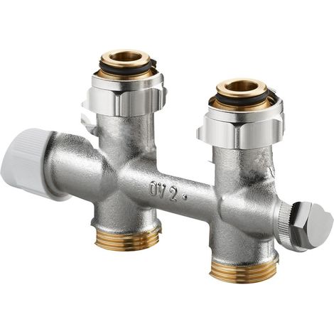 Oventrop Multiblock T Anschlussarmatur 3/4" Überwurfmutter x 3/4" Außengewinde, Zweirohr Durchgangsausführung, Messing