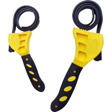 Cle a Sangle(15 et 20 cm),Jeu de 2 Clés à Sangle en Caoutchouc Réglables pour Tuyaux Bocaux Filtres à Huile et Travaux de Plomberie Prise Universelle pour le Bricolage l'Automobile et la Maison