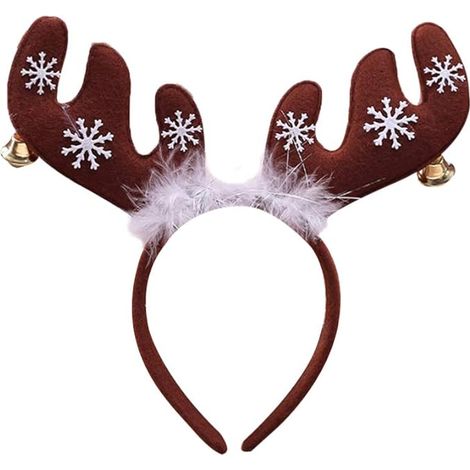 2 pièces bandeaux en bois de renne avec cloches couvre-chef en plumes accessoires de cheveux de noël couvre-chef wapiti enfants adultes fête accessoires fantaisie (1/5)