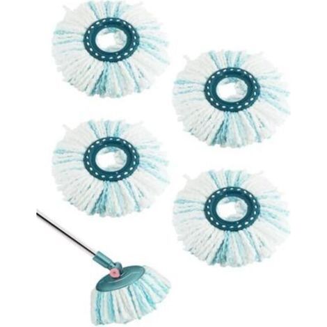 Lot de 4 têtes de balai de rechange compatibles avec les serpillères Leifheit Clean Twist Disc Mop en microfibre durable très absorbante pour nettoyer tous les types de sols (1/5)