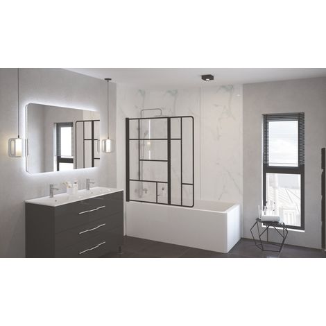 ONDEE - Mamparas de baño bañera FABRILIA - Vidrio templado - Acabado negro mate - 120x140x0,5cm (1/4)