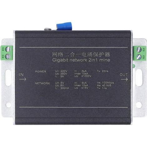 Gigabit-Ethernet-Überspannungsschutz 2-in-1 Blitzschutz Netzwerk-Donnerableiter 100 Mbit/s 220 V