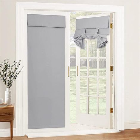 Blackout patio curtain, self-adhesive and thermal insulating, light grey, 66 x 102 cm, 1 piece (1/5)