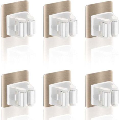 6 Pièces Accroche Balai Mural, Sans Percage Porte Balais Mural, Support Balais Mural pour la Cuisine, L'escalier, La Salle de Bain, Le Garage (Or 6 pièces) (1/4)
