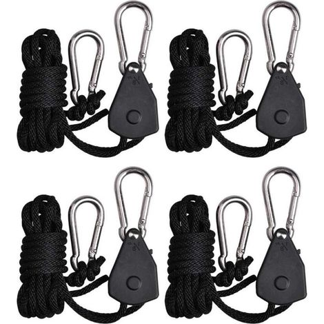 4 pièces/2 paires - Cliquet à corde - Cliquet - Kit de cliquet - Cliquet de tension - Cliquet à engrenages internes - Kit de suspension pour cliquet à corde - Dispositif de levage - 2 m de long - 68 k (1/5)