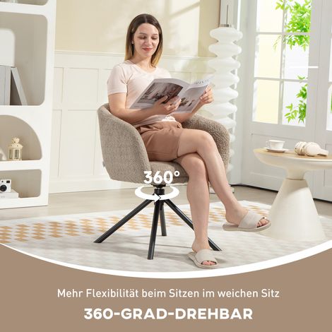 Fauteuil pivotant avec coque confortable, revêtement douillet, charge max 120 kg, marron clair (1/5)