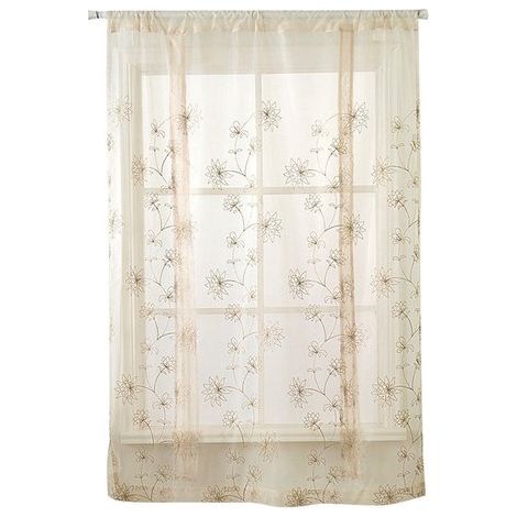Cortina corta con bordado floral - Biombo para dormitorio, sala de estar o cocina - 117 x 160 cm (1/5)
