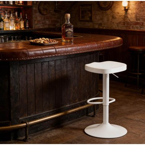 Silla de bar giratoria ajustable de madera OKMYHOME (1/5)