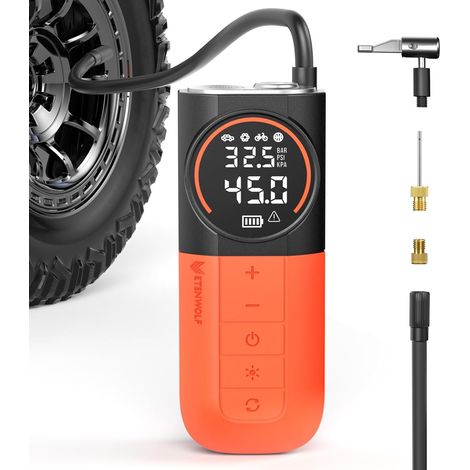 S1 Gonfleur de Pneus Portable Compresseur d'Air, 11 Bar Pompe à Air pour Voiture, Vélo, Ballons, Moto, Pompe de Gonflage Rapide Sans Fil avec Lampe LED (1/5)