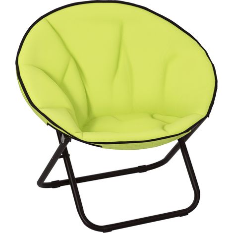 Fauteuil pliant camping, chaise de jardin rembourrée, siège pliable en métal et tissu Oxford, 80x80x75 cm jaune (1/5)