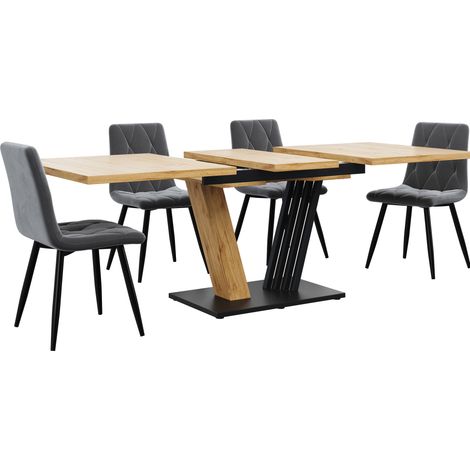Tavolo allungabile 120-160 x 80 x 76 cm in MDF e metallo effetto legno (1/5)
