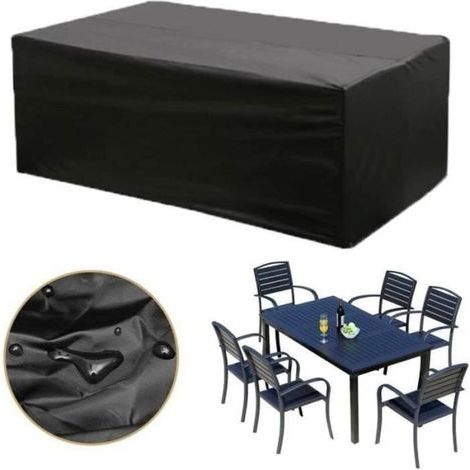 Imperméable Bâche Salon de Jardin Couverture Protection pour Table, Canapé Housse de Meuble Anti-Vent-Pluie-UV (180 x 120 x 74 cm) (1/4)
