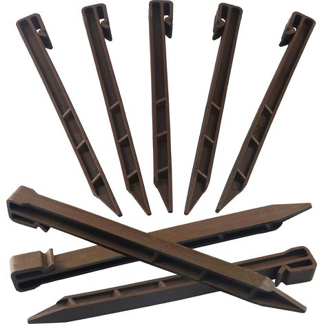 Piquets de bordure de jardin marron – Lot de 30 – 25 cm – Plastique robuste – Pour terrasse, paysagisme (1/5)