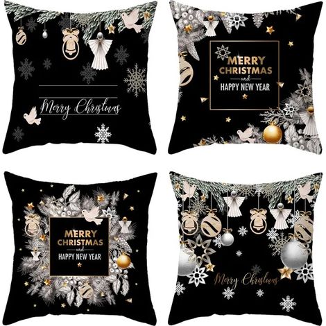 Housse de coussin - OKUMGGYJ - Noël - Multicolore - 45 x 45 cm - Lot de 4 (1/5)