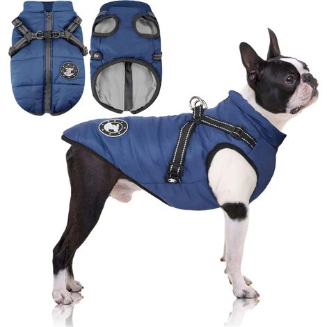 1 Manteau Chien Imperméable, Harnais Réfléchissant, Polaire Chaud, Petit Moyen Grand (1/5)