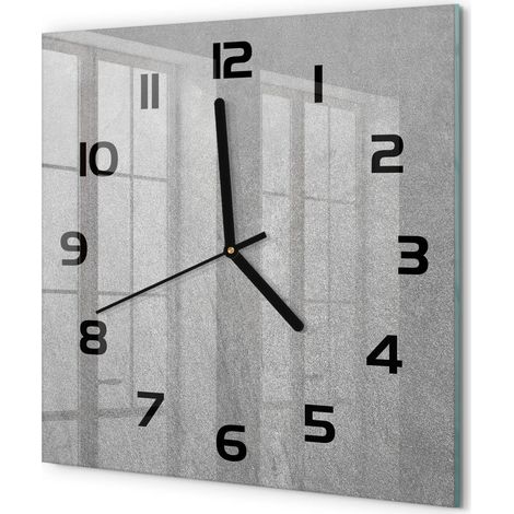 Horloge Murale Carrée Décorative Chambre Verre Trempé Silencieuse Sans Tic-Tac Mur gris 30x30 cm (1/5)