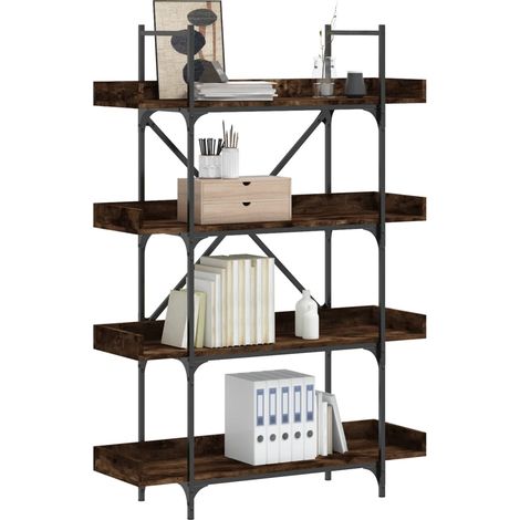 Bücherregal 4 Böden Räuchereiche 100x33x145,5 cm Holzwerkstoff