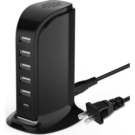 USB-Ladestation für mehrere Geräte (EU-Stecker), USB-Ladeturm mit mehreren Anschlüssen, USB-C-Anschluss mit PD-Schnellladefunktion, kompatibel mit iPhone (1/5)