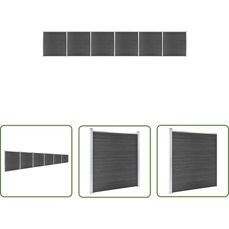 The Living Store Zaunelement Set WPC 1045x186 cm Schwarz - Gartenzaun - WPC Zaun - Holzzäun - Privacy Screen - Zaunsystem (1/5)