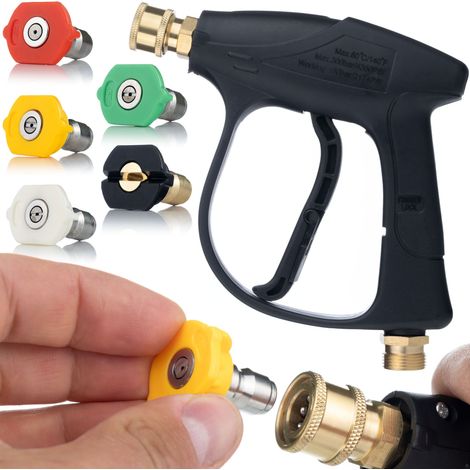Rosfix Druckpistole für Hochdruckreiniger 4350PSI 22mm – Inkl. 5 Sprühdüsen 0°-60°  Schnellkupplung  Für vielseitige Reinigungsaufgaben  Hochdruckreiniger-Zubehör