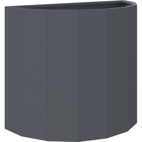 Jardinière demi-ronde moderne pour extérieur 60 x 30 x 50 cm espace créatif en acier anthracite (1/5)