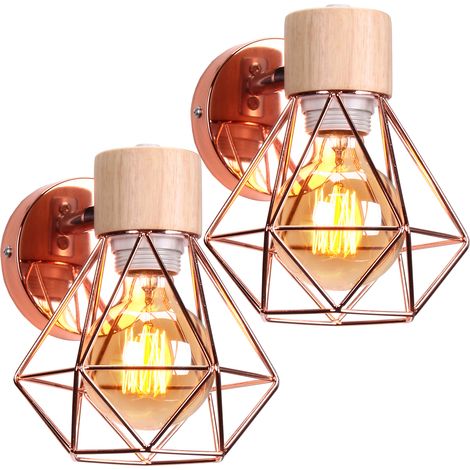 2PCS Applique Murale Rétro 15CM Lampe Murale Moderne Applique Murale D'Intérieur En Métal, Angle Réglable, Or Rose, Pour Bar, Bureau, E27