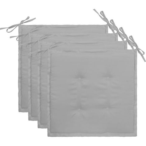 Juego de 4 cojines para silla de jardín 100% poliéster impermeable gris 40x40x3 cm DEC021717