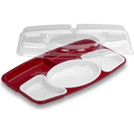 CARTON DE 60 Kit Plateau Repas 5 Compartiments , Plastique, Multicolore, 42 x 25,4 x 7,5 cm (1/2)