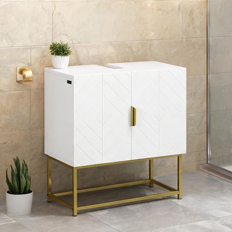 Meuble de salle de bain bianco en mDF acciaio 60 x 30 x 65 cm (1/5)