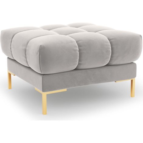 Pouf en velours argent (1/5)