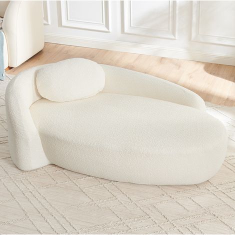 Canapé 170x96x62 cm beige compact avec coussin, tissu peluche et mousse MEUBLIV (1/5)