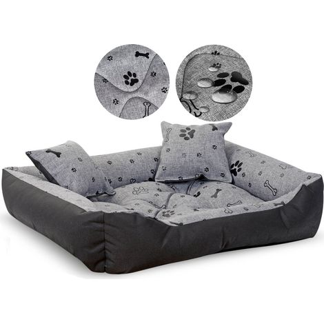 Hundebett, Laufstall, 75x65cm, wasserdicht, schwarze Knochen