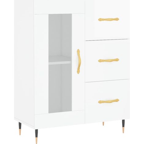 Credenza buffet cassettiera mobile contenitore organizer cucina soggiorno lucido 69,5 x 34 x 90 cm derivati del legno bianco 020030747