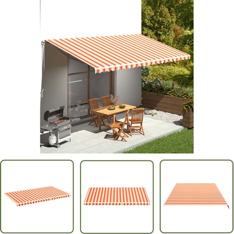 The Living Store Tissu de remplacement pour auvent Jaune et orange 6x3,5 m - Tissus D'ombrage - Auvent De Jardin - Toile D'auvent - Parasol De Jardin - Protection Solaire (1/5)