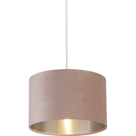 Paralume Contemporaneo Tamburo Acciaio Rosa Tessuto Argento 1 Luce D28Cm (1/3)