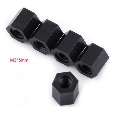 100 Black PA66 M3 Female x Hex Threaded Standoffs (M35) (1/5)