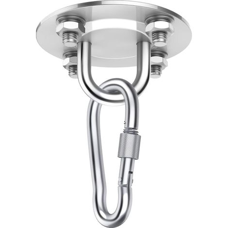Support de plafonnier en acier inoxydable, charge max 400 kg, finition argentée, fixation murale et plafond, robuste et durable