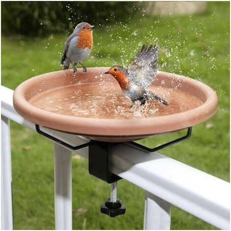 Abreuvoir Oiseaux Exterieur à Suspendre, Abreuvoir Oiseaux à Poser pour Balcon Jardin, Bains pour Oiseaux Sauvages, Mangeoire Oiseaux sur Pied, Jardin Decoration Extérieur, Grande Metal Fer (brun) (1/4)